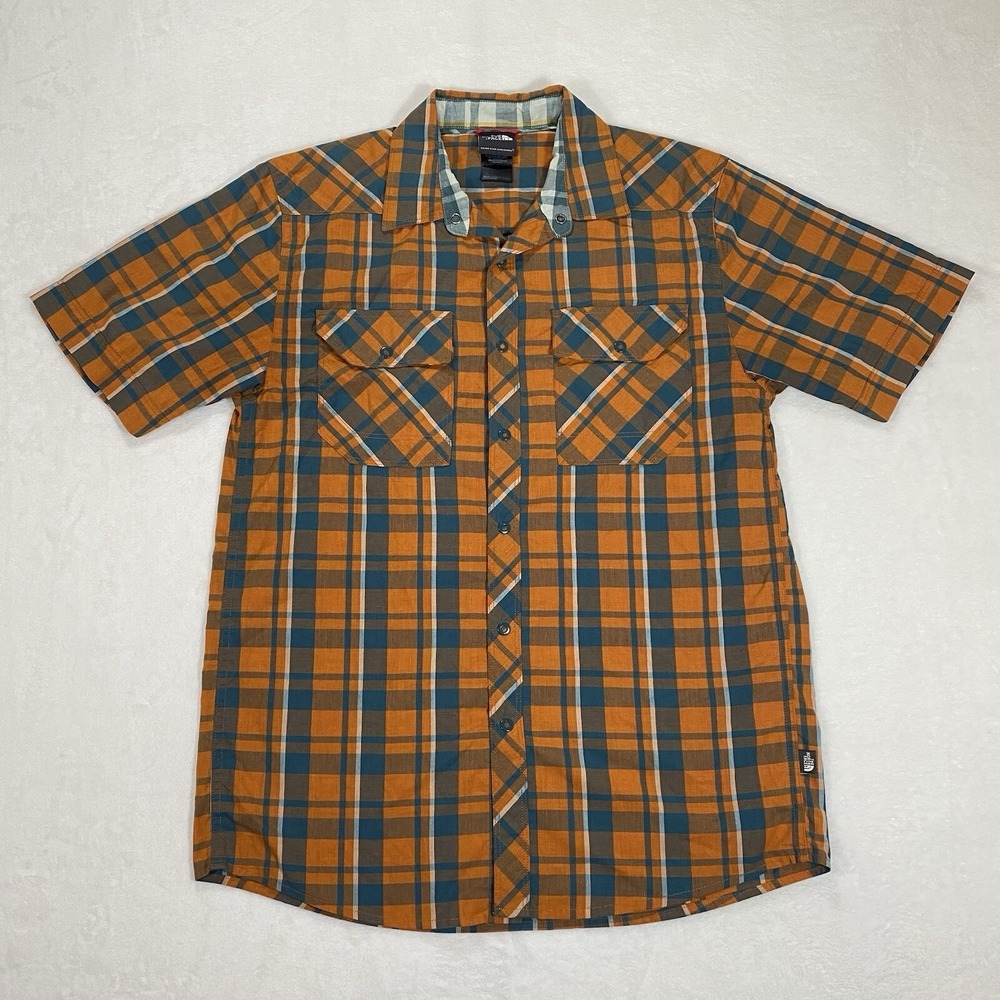 North Face Shirt Men's Small S Orange‎ Green Plaid *Flaw